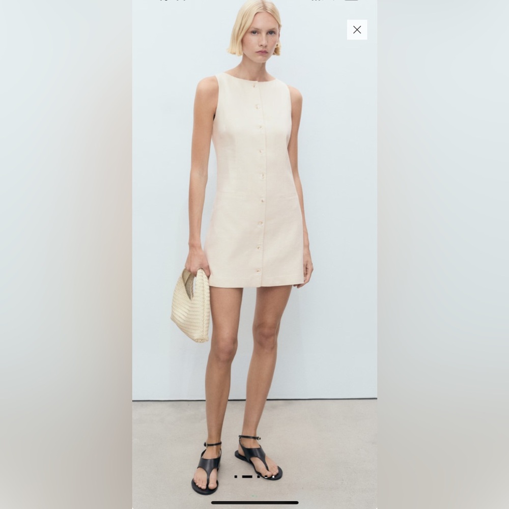 Mango Cream Linen Mini Dress 6